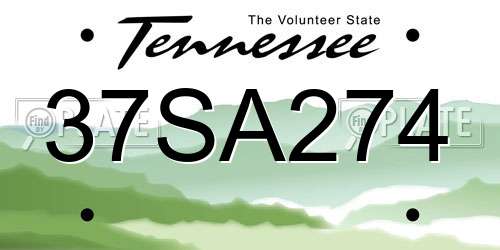 37SA274 Tennessee License Plate