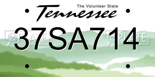 37SA714 Tennessee License Plate