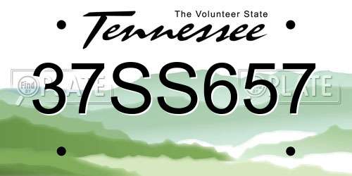 37SS657 Tennessee License Plate