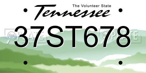 37ST678 Tennessee License Plate