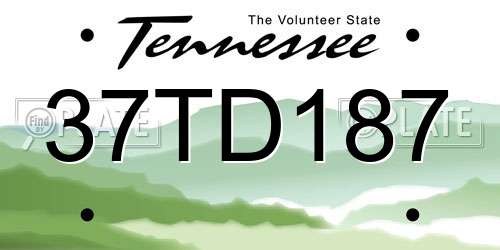 37TD187 Tennessee License Plate