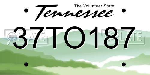 37TO187 Tennessee License Plate