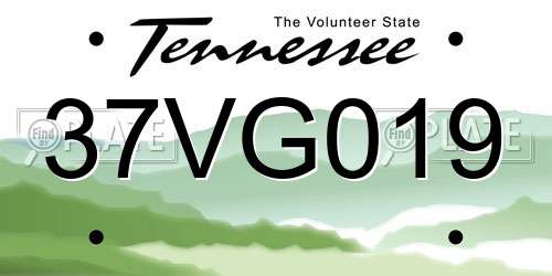 37VG019 Tennessee License Plate