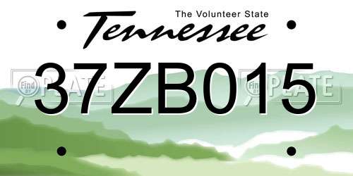 37ZB015 Tennessee License Plate
