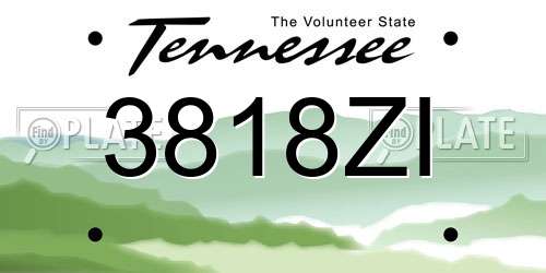 3818ZI Tennessee License Plate