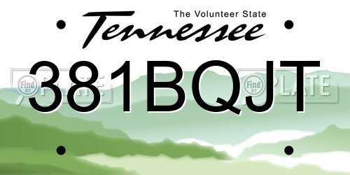 381BQJT Tennessee License Plate