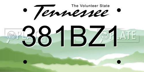381BZ1 Tennessee License Plate