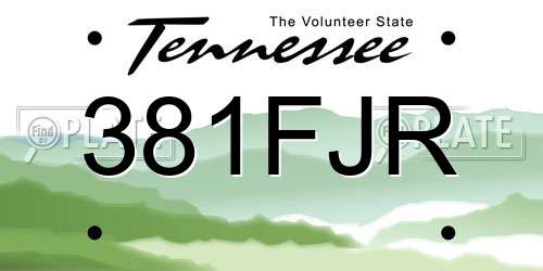 381FJR Tennessee License Plate