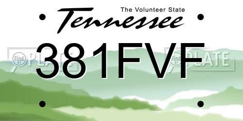 381FVF Tennessee License Plate