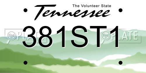 381ST1 Tennessee License Plate