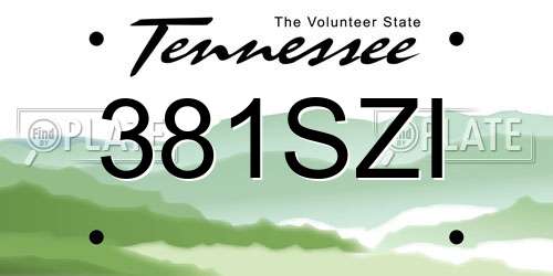 381SZI Tennessee License Plate
