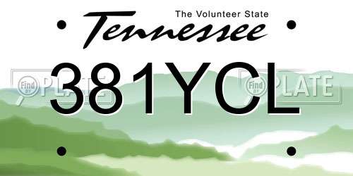 381YCL Tennessee License Plate