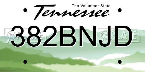 382BNJD Tennessee License Plate