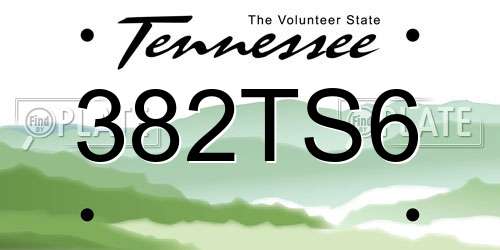 382TS6 Tennessee License Plate