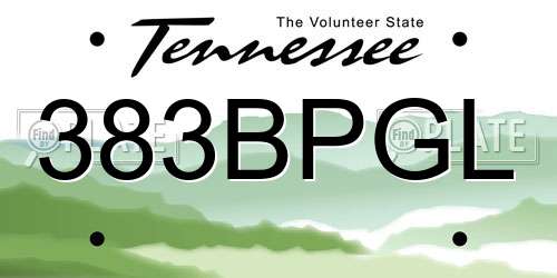 383BPGL Tennessee License Plate