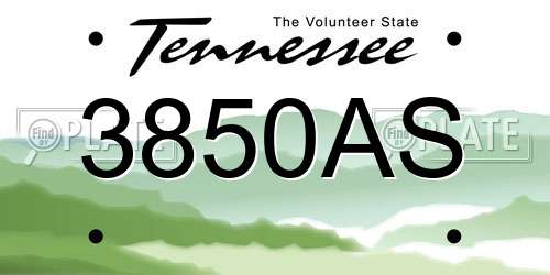 3850AS Tennessee License Plate