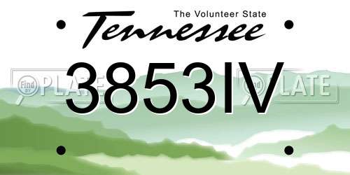 3853IV Tennessee License Plate
