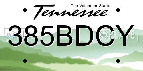 385BDCY Tennessee License Plate