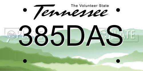 385DAS Tennessee License Plate