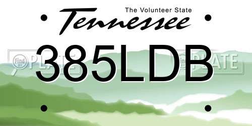 385LDB Tennessee License Plate