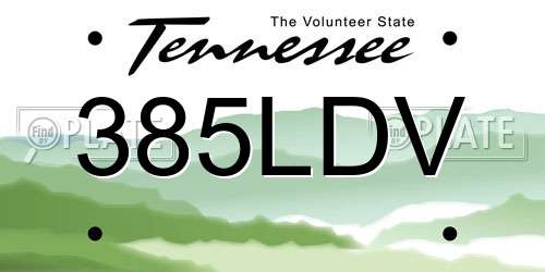 385LDV Tennessee License Plate