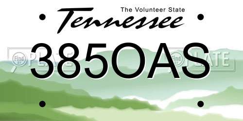 385OAS Tennessee License Plate