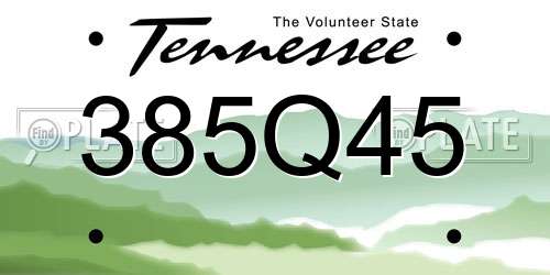 385Q45 Tennessee License Plate