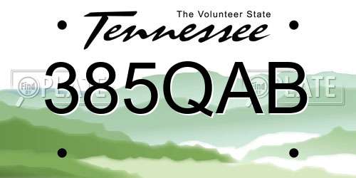 385QAB Tennessee License Plate