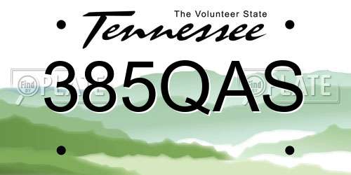 385QAS Tennessee License Plate