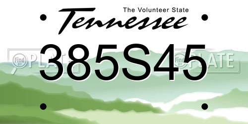 385S45 Tennessee License Plate