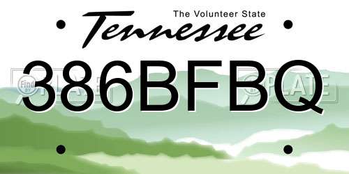 386BFBQ Tennessee License Plate