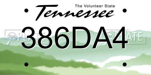 386DA4 Tennessee License Plate
