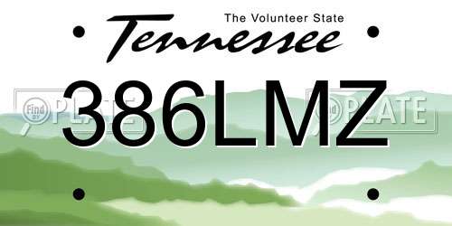 386LMZ Tennessee License Plate