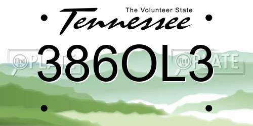 386OL3 Tennessee License Plate