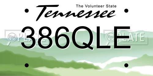 386QLE Tennessee License Plate