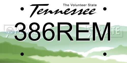 386REM Tennessee License Plate