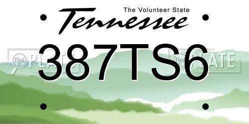 387TS6 Tennessee License Plate
