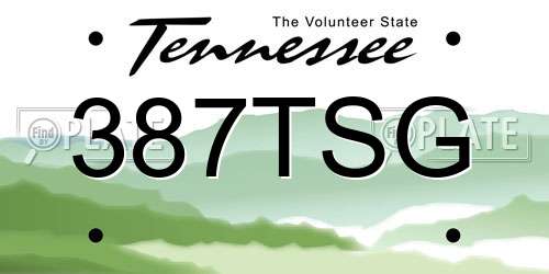 387TSG Tennessee License Plate