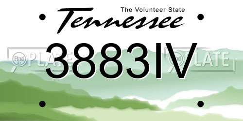 3883IV Tennessee License Plate