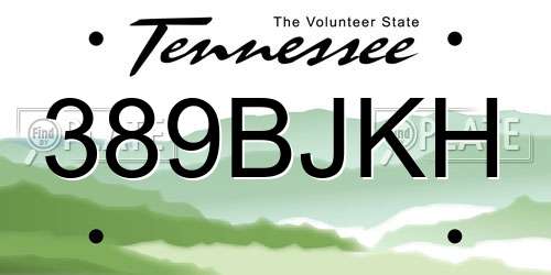 389BJKH Tennessee License Plate