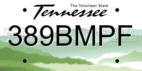 389BMPF Tennessee License Plate