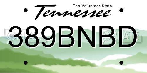 389BNBD Tennessee License Plate