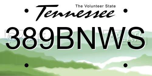 389BNWS Tennessee License Plate