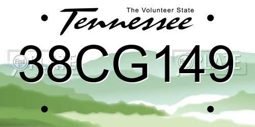 38CG149 Tennessee License Plate