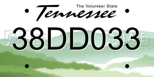 38DD033 Tennessee License Plate