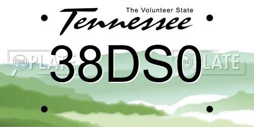 38DS0 Tennessee License Plate