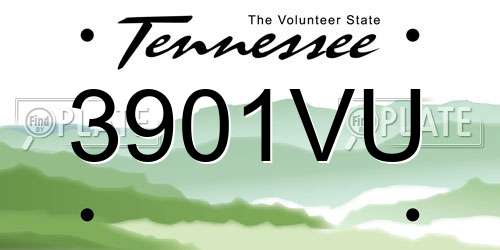 3901VU Tennessee License Plate