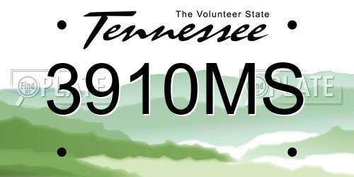 3910MS Tennessee License Plate