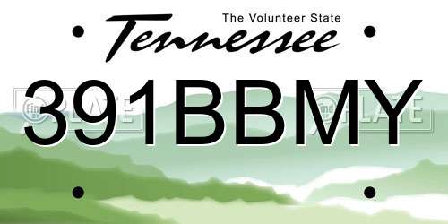 391BBMY Tennessee License Plate
