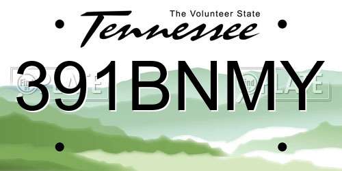 391BNMY Tennessee License Plate